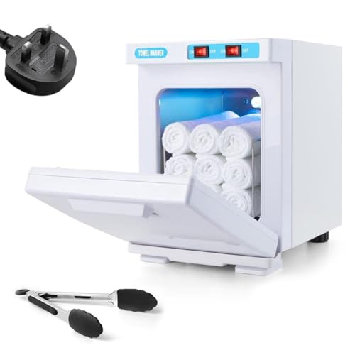 Hot Towel Warmer, UV Steriliser Disinfection, Towel Cabinet Space for 20-30 Large Capacity, 23L Cabinet Heater,Electric 2 Removable Shelves Drip Tray, Facial Salon Beauty Spa Home Equipment (White)