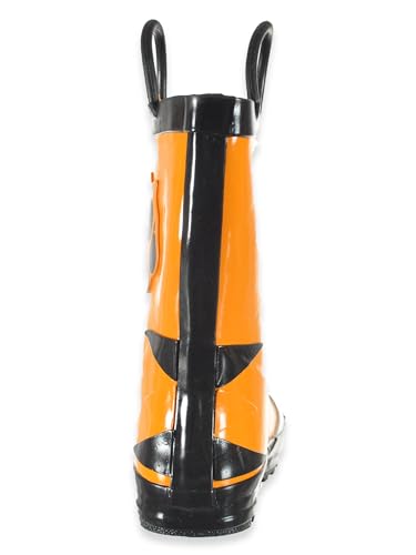 Boys Rain Boots for Toddlers - Waterproof Rubber Rainboots with Easy-On Butterfly Handles (Orange Tiger, Size 8)2