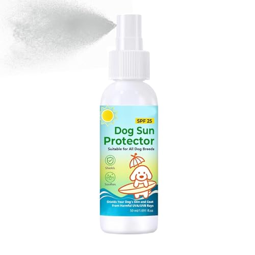Pet Sunscreen - SPF 25 UV Defense Spray | Dog Sun Protection Lotion 50ml Lightweight Fast Absorbing Skin Shield for Beach, Camping, Hiking, Park, Road Trip or Vacation