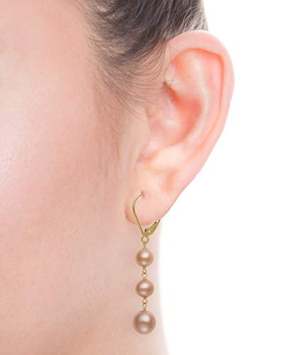 Belacqua Cultured Freshwater Pearl Dangle Drop Earrings in 14K Solid Gold, Multicolored, Black, White or Pink, Closure - Leverback, 1.5 Inches Length, Fashion Jewelry for Women, Gift Box Included3