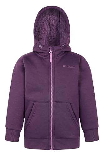 Mountain Warehouse Alpine II Kids Full-Zip Hoodie - Warm & Cozy Top with Sherpa Lining, For Boys & Girls - Best for Autumn, Winter, Outdoors, Walking, Hiking Purple Teen Size 13 Years