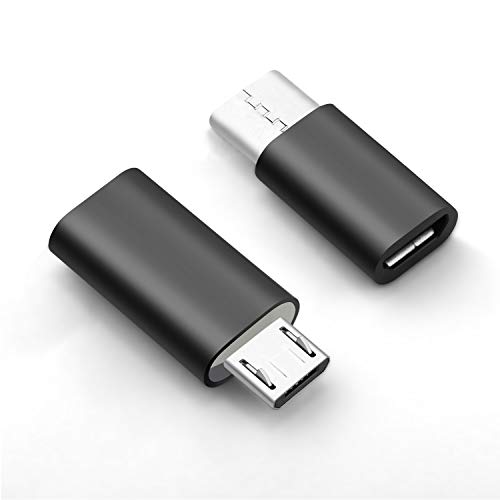 BabyElf USB C Adapter, Micro USB to USB-C Camera Charge Adapter Data Transfer for Galaxy S20 S7 Note5 LG V30 G4 (2 Pack, Black)