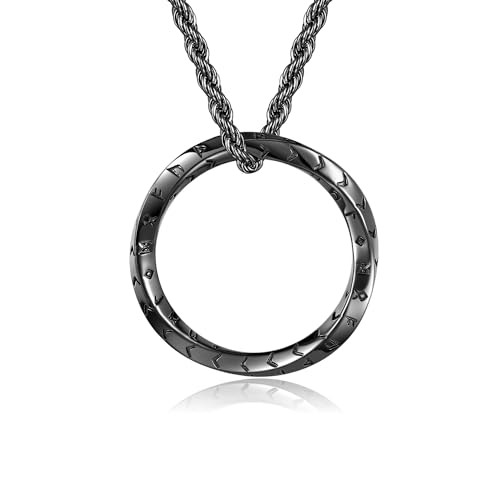 Bijoux cadeau pour hommes sous forme de collier nordique viking runes noir vintage ajustable