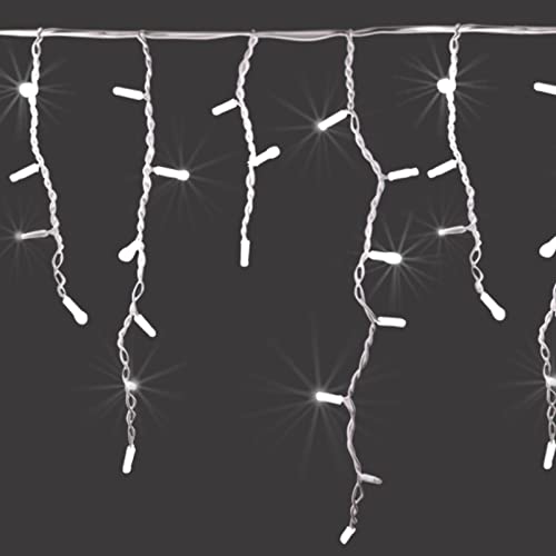 Cascada de luces de hielo profesional 4 x 0,70 metros extensible con 200 MaxiLed y flash para uso exterior (blanco hielo con flash hielo) Cover