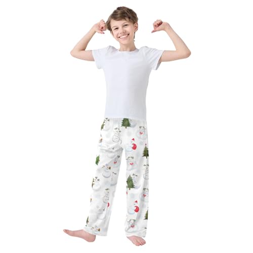 Boys' Pants Funny Snowmen Christmas Trees Long Bottoms Jogger Pants Elastic Waist Trousers with Pockets S-XL2