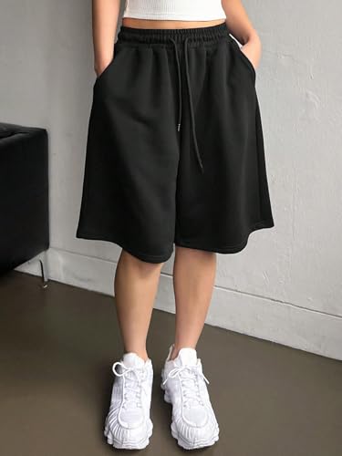 Image of dockstreet Straight Wide fit Long Length Cotton Shorts with Two Side Pockets for Women /Trending Multi Pocket Style, Relaxed Casual Shorts for Women