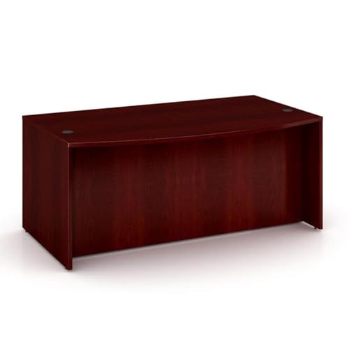 Oakestry Office Products Bow Front Desk Shell Spacious Elegant for Executive Offices and Professional Workspaces Ideal for Large Offices and Home Sturdy Construction with Rich Mahogany Finish