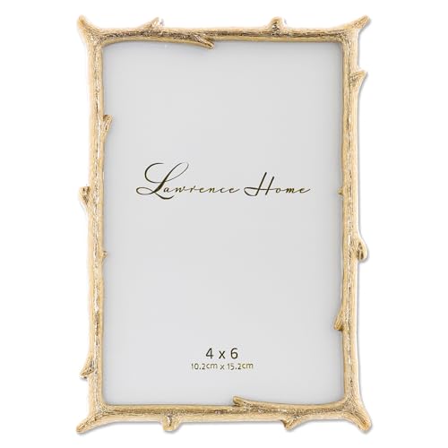 Image of Lawrence Frames 4x6 Gold Metal Natural Branch Design Picture Frame