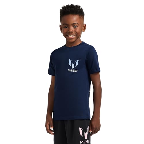 Image of Messi Boys' Lifestyle Short Sleeve T-Shirt, Slim-fit Graphic Tee, Cotton Blend Fabric
