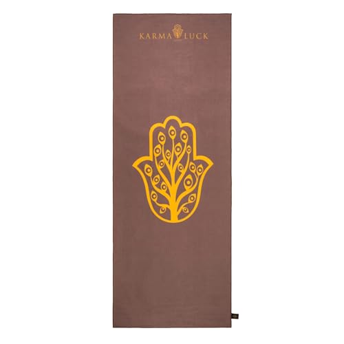 KARMA AND LUCK Grounded Grace Yoga Towel, Rooted Energy for Strength & Balance, Non-Slip Hot Yoga Mat Towel with Silicone Base, Highly Absorbent Terry Suede, 26” x 72”