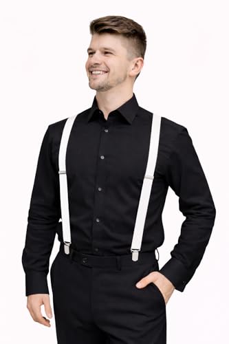 Trilece Suspenders and Bowtie Set for Men Women Adults - Adjustable Elastic Y Back Style Suspender Bow Tie