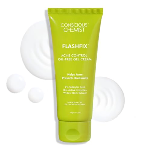 Conscious Chemist® 2% Salicylic Acid Cream | 50g | Acne Spot Corrector | Moisturizer for Oily Acne Prone Skin, Face Cream for Men & Women, Overnight Acne & Oil Control, Itchiness & Redness, Non greasy Gel Cream - Flashfix