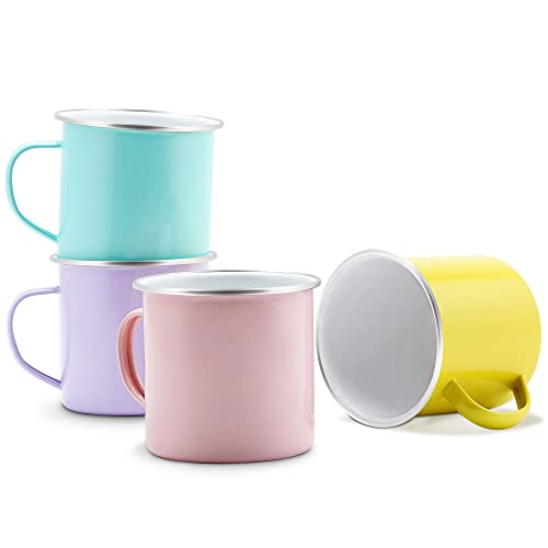Rorence Camping Mugs Coffee Mugs: 4 Piece 16 Ounce Colorful Powder Coated Metal Camp Cups Coffee Cups #TOP16