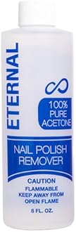 Eternal 100% Pure Acetone- Acetona pura – Quick Professional Ultra-Powerful Nail Polish Remover for Natural, Gel, Acrylic, Shellac Nails and Dark Colored Paints (8 FL. OZ.)