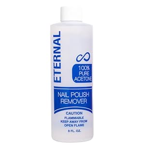 Eternal 100% Pure Acetone- Acetona pura – Quick Professional Ultra-Powerful Nail Polish Remover for Natural, Gel, Acrylic, Shellac Nails and Dark Colored Paints (8 FL. OZ.)