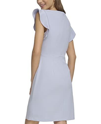 Image of DKNY Women's Flutter Sleeve Faux Wrap Dress with Hardware