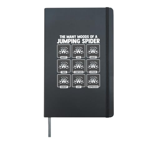 The Many moods Of A Jumping Spider Hardcover Journal, Black