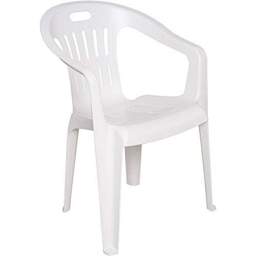 Dmora - Chaise empilable à dossier bas avec accoudoirs, Made in Italy, 56 x 55 x 78 cm, couleur Blanc