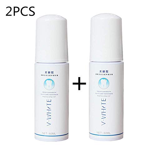 Anself V-White Toothpaste Foam 2pcs 60ml Deep Cleaning Teeth Whitening Toothpaste Liquid Natural Mouth Wash Water