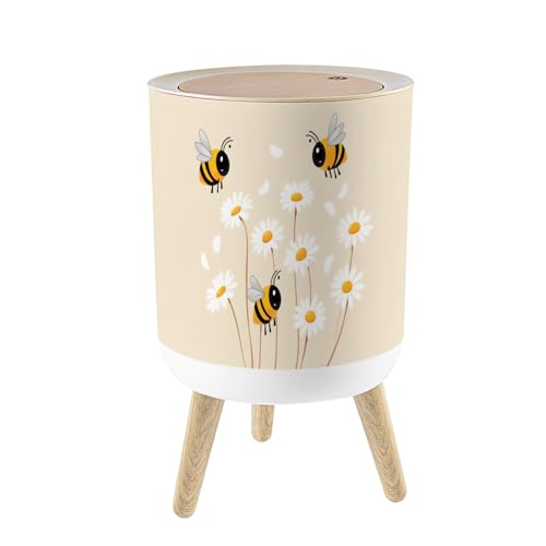 Pequeña caneca de basura con tapa diseño abejas