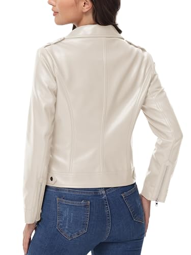 MAGCOMSEN Women's Leather Casual Jacket Lightweight Faux Leather Fall Spring Biker Vintage Jackets3