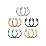 Hilufiet 5 pares de anillos de titanio G23 para tabique de herradura, anillos de nariz de 16 G, bola/pinchos, herradura, piercing circular, juego de joyas para tabique para mujeres y hombres, 8 mm,