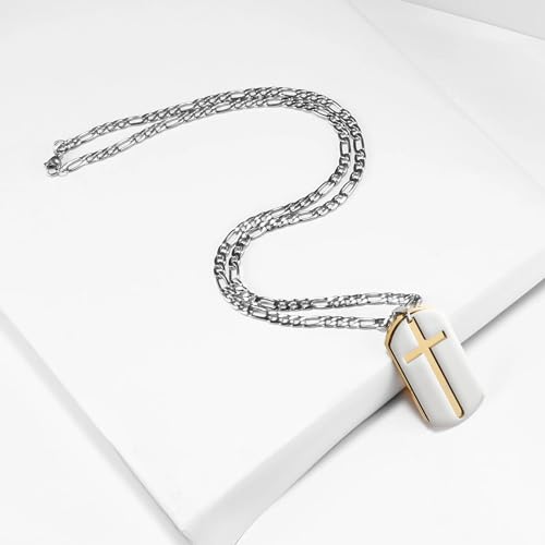 Chaîne en acier inoxydable avec pendentif croix creuse couleur or et argent - 6