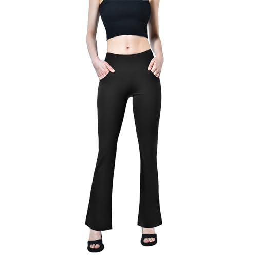SINOPHANT Calça legging flare feminina, cintura alta com bolsos para mulheres, calça casual para exe