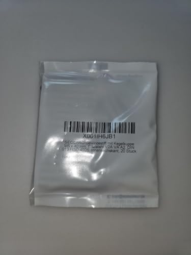 SECCARO Gewindestift mit Kegelkuppe M6 x 40 mm, Edelstahl V2A VA A2, DIN 913 / ISO 4026, Innensechskant, 20 Stück