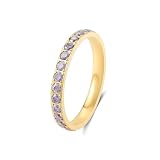 YIKOXI Birthstone Rings for Women 14K Gold Filled Stacking Rings for Oura Ring Gen 4/Oura Ring Gen 3, Cubic Zirconia Wedding Eternity Bands (06. June, 5)