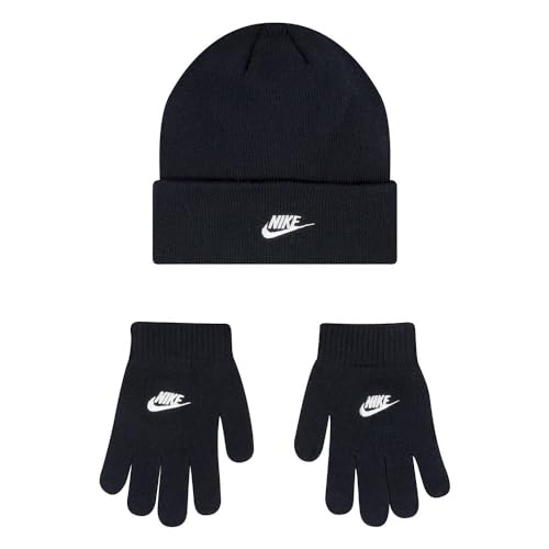Nike Futura Beanie Gloves Set (Big Kids) Black