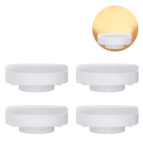 Qaum GX53 LED Bulb Warm White 7W 3000K, 4 Pack Replace 45W Halogen or CFL, Under Cabinet Kitchen Lighting for Kitchen Room, 650LM Spotlight, AC 220V, 120° Beam Angle, Non Dimmable, No Flicker