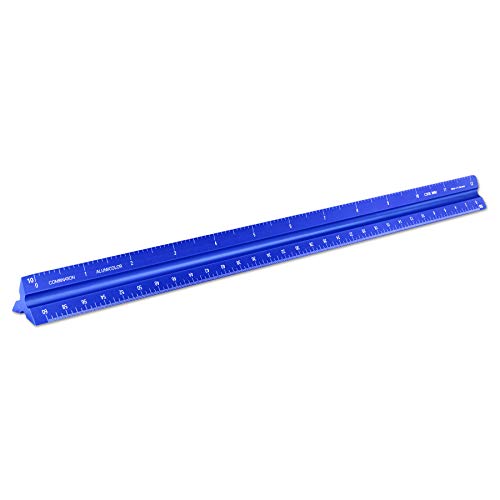Image of Alumicolor Aluminum Combination Solid Drafting Scale, 12IN, Blue