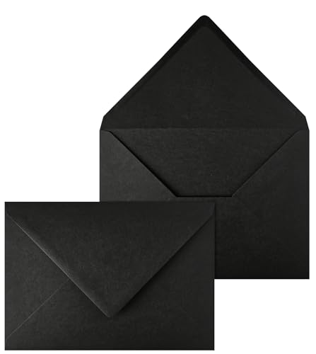 Netuno 250 kopert Czarne DIN C5 16,2 x 22,9 cm 120g eleganckie czarne koperty a5, koperty szlachetne na ślub, Boże Narodzenie, zaproszenia, koperty listowe wysokiej jakości, koperty c5