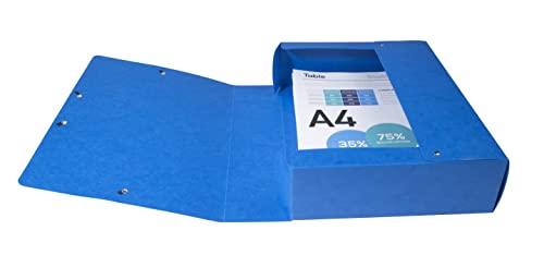 Exacompta 50832E 1 Abheftbox mit Gummibändern Exabox aus Glanzkarton 600g/m2 Rücken 8 cm Maße 25 x 33 cm für A4-Dokumente Farbe blau wird montiert geliefert