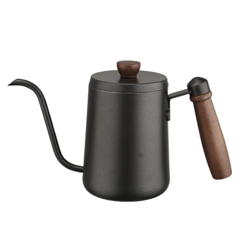 細口コーヒーポット 600ml 木製ハンドル付き ステンレス製 手冲コーヒー用 ドリップポット 天?頸 シャークノズル 家庭用 業務用 ハンドドリップ バリスタ コーヒー器具 カフェ用 アウトドア キャンプ用 軽量 コンパクト 安全防熱 おしゃれ ギフト