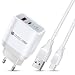 Produktbild USB C Handy Ladegerät, 20W 2 Port PD & QC 3.0 USB Netzteil mit 1.8M Typ C Kabel, USB C Ladestecker Schnellladegerät für Samsung Galaxy S23/S22/S21/S20/S10/S9/S8/S7/A22/A14/A13/A12, iPhone, Huawei