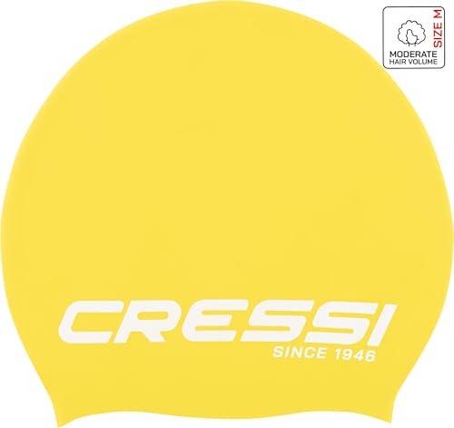 Cressi Loira Long Hair Swim Cap Yellow/White XL - Gorro de Natación de Silicona Hipoalergénico, Ideal para Pelo Largo, Amarillo/Blanco, XL, Adultos - imagen 3