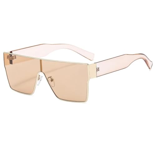 Lunettes de soleil oversize femme chic monture fine dorée et verres rétro haute protection UV400