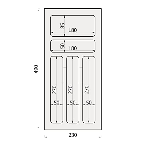 sossai® Divio Cutlery Tray for 30 cm Drawers, 23 x 49 cm (Width x Depth), Can Be Cut To Size, 5 Compartments - Image 4