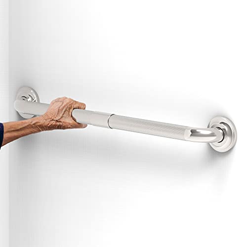 Safety+Beauty Decorative Stainless Steel Grab Bar With Knurled Anti-Skid Grip, Ada Compliant 500Lbs Supporting, Chrome, 24In #TOP2