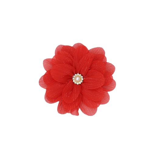 Image of Rose Flower Large Brooch Pin,Vintage Dainty Satin Fabric Camellia Lapel Pins Handmade Big Flower Collar Pins Wedding Party Dance Dress Suit Clothes Accessories Jewelry for Women