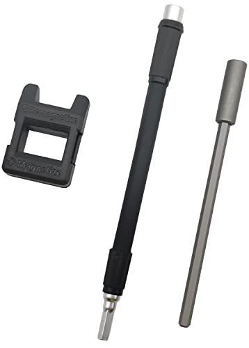Hompower 3 piezas de accesorios: 1 magnetizador/desmagnetizador + 1 varilla de extensión + 1 eje de extensión flexible Para Puntas de destornillador, Brocas Pequeñas Herramientas Prácticas Cover
