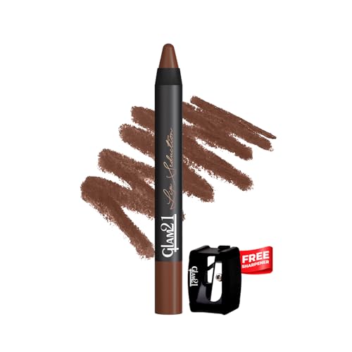 Image of Glam21 Lip Seduction Non- Transfer Crayon Lipstick up to 12 Hours Stay | Lightweight & Longlasting|Creamy Matte | Smudge Proof - 3.6gm|Silky Brown|09