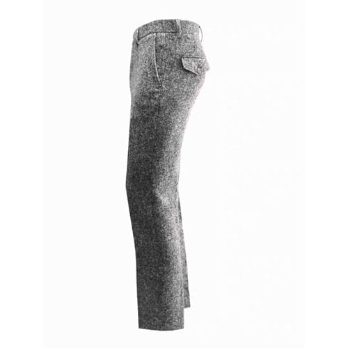 Men's Winter Retro Woolen Flat Front Pant Men's Tweed Classic Fit Trousers with Pockets (Regular and Big & Tall Sizes)3