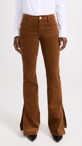 Image of JOE'S JEANS Women's The Frankie Bootcut Wide Hem with Slit Pants, Roasted Pecan, Brown, 29
