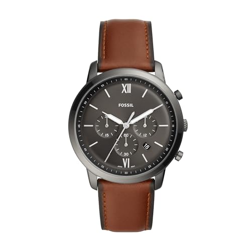 Fossil Neutra uhr für Herren, Chronographenwerk mit Edelstahl- oder Lederarmband, Braun und Dunkelgrau, 44MM Fossil Neutra uhr für Herren, Chronographenwerk mit Edelstahl- oder Lederarmband, Braun und Dunkelgrau, 44MM