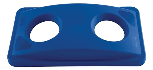Image of Rubbermaid Commercial Products SLIM JIM Bottles /Cans Recycling Lid for Use with 16 /23 GAL Vented Slim Jim Containers, for Kitchens /Classrooms /Offices /Back of House, Blue