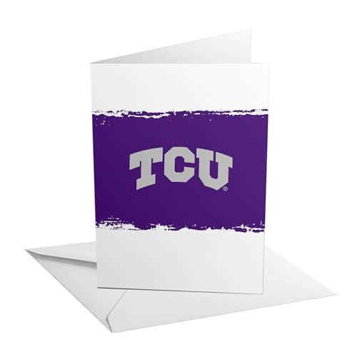 Desert Cactus Texas Christian University 5x7 Inch Greeting Card Horned Frogs TCU Single Folded Cardstock with Envelope Party Celebration Officially Licensed (5x7 Card B - Congrats)