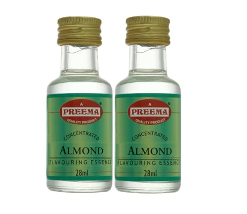 Preema Almond Flavouring Essence 28ml (Pack of 2) Concentrated Almond Flavour for Baking Cakes Icing & Desserts | Strong Liquid Essence | Easy-to-Use Liquid Format
